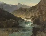 Otto Kameke, Hochgebirge mit tosendem Fluss, 1880, Oil on canvas