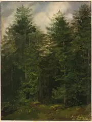 Tannenwald bei Berchtesgaden by Christian Morgenstern, 1830, Oil on paper, sold Nov 2013