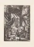 Giovanni Battista Piranesi, Blatt VIII der sechzehnteiligen Folge der "Carceri d'Invenzione" (The Staircase with Trophies)
