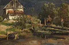 Joseph Wenglein, Am Weiher mit Kalkofen, 1883, Oil on paper