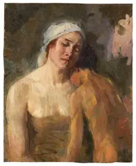 Alfred Schmidt, Mutter mit Kind, 1910, Oil on canvas
