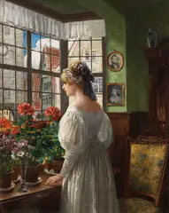 Carl Röhling, Dame am Fenster, 1880, Oil on canvas