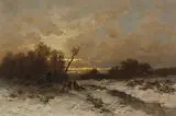 Desire Thomassin, Winterlandschaft mit Reisigsammlern