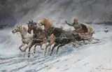 Adolf Baumgartner-Stoiloff, Auf der Flucht vor den Wölfen, 1900, Oil on canvas