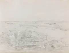 Carl Rottmann, Landschaft bei Naxos, 1836, Pencil drawing