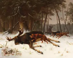 Wilhelm Reinhardt, Der erlegte Elch, 1858, Oil on canvas