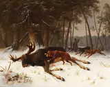 Wilhelm Reinhardt, Der erlegte Elch, 1858, Oil on canvas