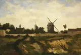 Léon Richet, Les Moulins de Montmartre, Oil on panel
