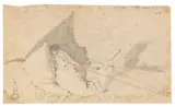 Ludwig Emil Grimm, Zugeschrieben - Lesender Pfeifenraucher im Bett, 1820, Pencil drawing
