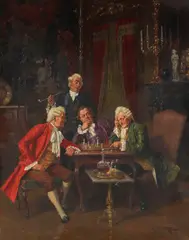 Albert Julius Franke, Beim Schachspiel, 1905, Oil on panel