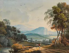 Simon Warnberger, Blick auf Lugano, 1820, Watercolor