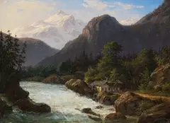 F.C. Kiærskou, Tiroler Berge, 1840, Oil on cardboard
