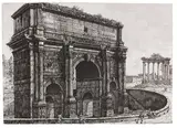 Luigi Rossini, 2 Blätter: Arco di Settimo Severo. Veduta dell'Anfiteatro Flavio, detto il Colosseo, 1820, Etching