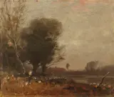 Ludwig Willroider, Herbstlandschaft, 1900, Oil on panel