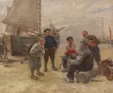 Max Gaisser, Fischer am Strande, 1880, Oil on panel