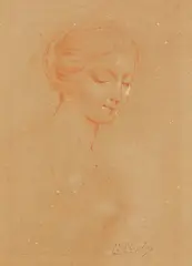 Charles Josuah Chaplin, Porträt eines Mädchens, Sanguine