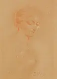 Charles Josuah Chaplin, Porträt eines Mädchens, Sanguine