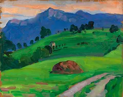 Gabriele Münter, Bergwiese, 1910, Oil on cardboard