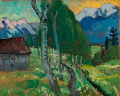 Gabriele Münter, Birkenallee, 1923, Oil