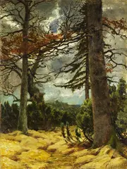 Franz Marc, Eichenstämme im Vorfrühling, 1902, Oil on canvas