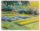 Max Liebermann, Blumenterrasse im Wannseegarten nach Nordwesten, 1920, Pastel