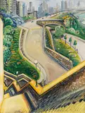 Paul Kleinschmidt, New York Riverside Drive, 1934, Oil on panel