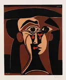 Jaqueline au chapeau noir by Pablo Picasso, 1962, Linocut in colors, sold Jun 2013