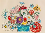 Gabriele Münter, Bunter Blumenstrauß, 1959, Gouache