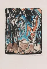 Erich Heckel, Handstand, 1921, Lithograph