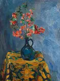 Hans Purrmann, Blütenstrauß in blauer Vase