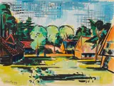 Max Pechstein, Dorf, 1919, Watercolor