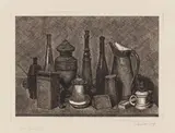 Giorgio Morandi, Grande natura morta con la lampada a destra, 1928, Etching