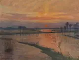 Otto Modersohn, Überschwemmung an der Wümme, 1938, Oil on canvas