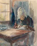 Max Liebermann, Holländerin bei der Handarbeit, 1894, Watercolor