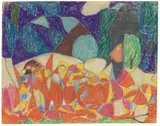 Adolf Hölzel, Figurengruppe unter lila-grünen Formen