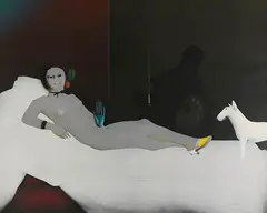 Paul Wunderlich, Olympia with dog II, 1977, Acrylic