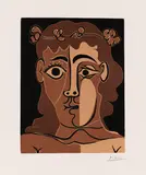 Jeune Homme Couronné de Feuillage by Pablo Picasso, 1962, Linocut in colors, sold Jun 2013