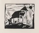 Vollersroda (Kirche in Vollersroda) by Lyonel Feininger, 1919, Woodcut, sold Jun 2013