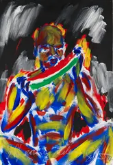 Self eating melon by Salomé, 1987, Acrylic, sold Jun 2013