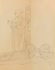Christian Schad, Probe im Schauspielhaus, 1929, Pen and India ink drawing