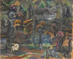 Georges Kars, Reiter und Flaneure im Park, 1900, Oil on canvas