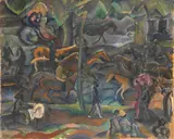 Georges Kars, Reiter und Flaneure im Park, 1900, Oil on canvas