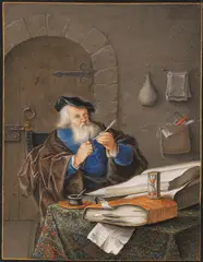 Joachim Henne, Gelehrter im Studierzimmer, 1717, Gouache