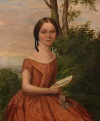William Galbraith, Mädchenportrait mit Buch, 1855, Oil on cardboard