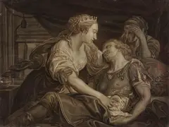 Pompeo Batoni, Kopie nach - Der Tod des Marc Antonius in den Armen Kleopatras, Oil on canvas