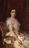 Konstantin Makovsky, Porträt einer eleganten Dame mit Fächer, 1883, Oil on canvas