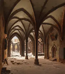 Carl Hasenpflug, Die Ruine des Klosters Walkenried im Winter, 1843, Oil on canvas