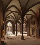 Carl Hasenpflug, Die Ruine des Klosters Walkenried im Winter, 1843, Oil on canvas
