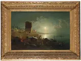 Paul Franken, Der Jungfrauenturm (Qiz Qalasi) in Baku am Kaspischen Meer, 1880, Oil on canvas
