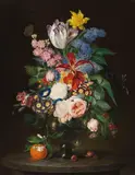 Theodor Mattenheimer, Prächtiges Blumenstillleben mit Insekten, 1830, Oil on canvas